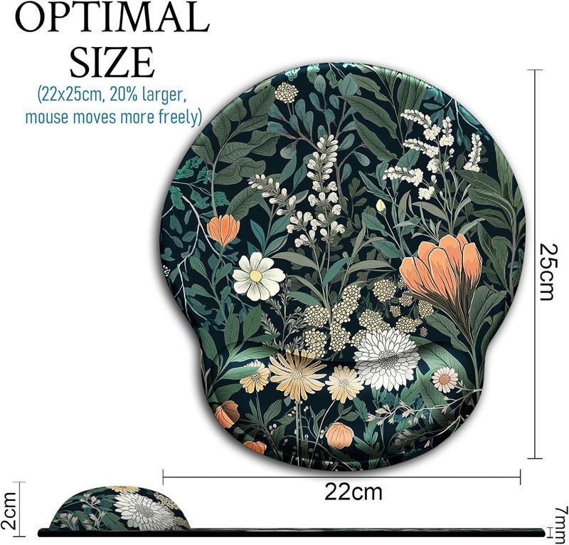Blusabaca Floral Mouse Pad with Wrist Rest, Wildflower Ergonomic Mousepad Wrist Support for Desk, Green Plant Weed Gaming Mouse Pads for Wireless Mouse Computer Work Home Desk Accessories Office Supplies - Image 4
